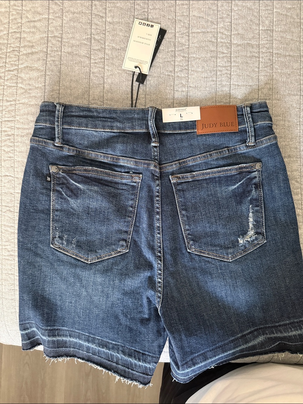 Judy Blue Dark Blue Distressed Jean Shorts - Picture 6 of 6